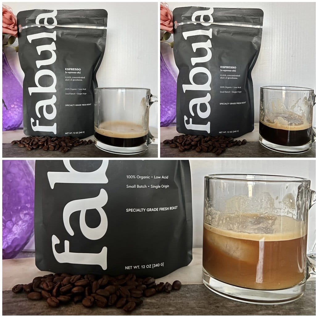 Fabula Espresso有机咖啡旁边一杯Espresso,Espresso加冰和Espresso加燕麦